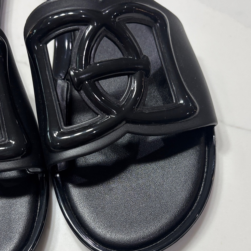 Shade & Shore Black Slide Sandals with Decorative Cutout - Picture 3 of 8